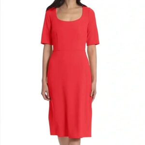Maggy London Red Scoop Neck Sheath Dress NWOT Holiday Red